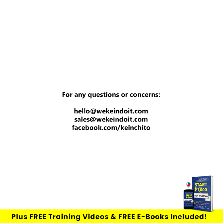 Start with P1,000 in Stock Market Book (+FREE Monthly Webinar +2 FREE E-books & 5+1 FREE Stock Market Training Videos + Other Bonuses) + FREE SHIPPING NATIONWIDE