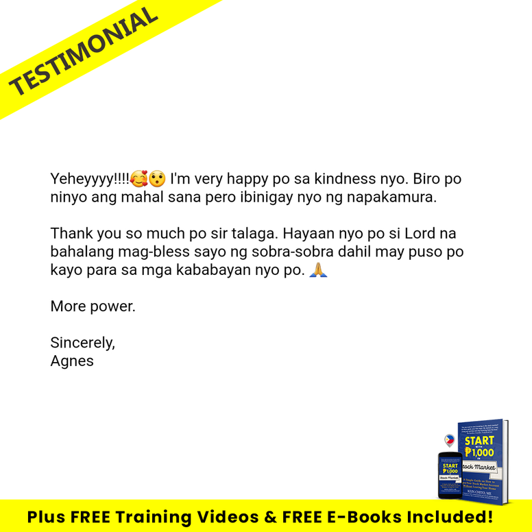 Start with P1,000 in Stock Market Book (+FREE Monthly Webinar +2 FREE E-books & 5+1 FREE Stock Market Training Videos + Other Bonuses) + FREE SHIPPING NATIONWIDE